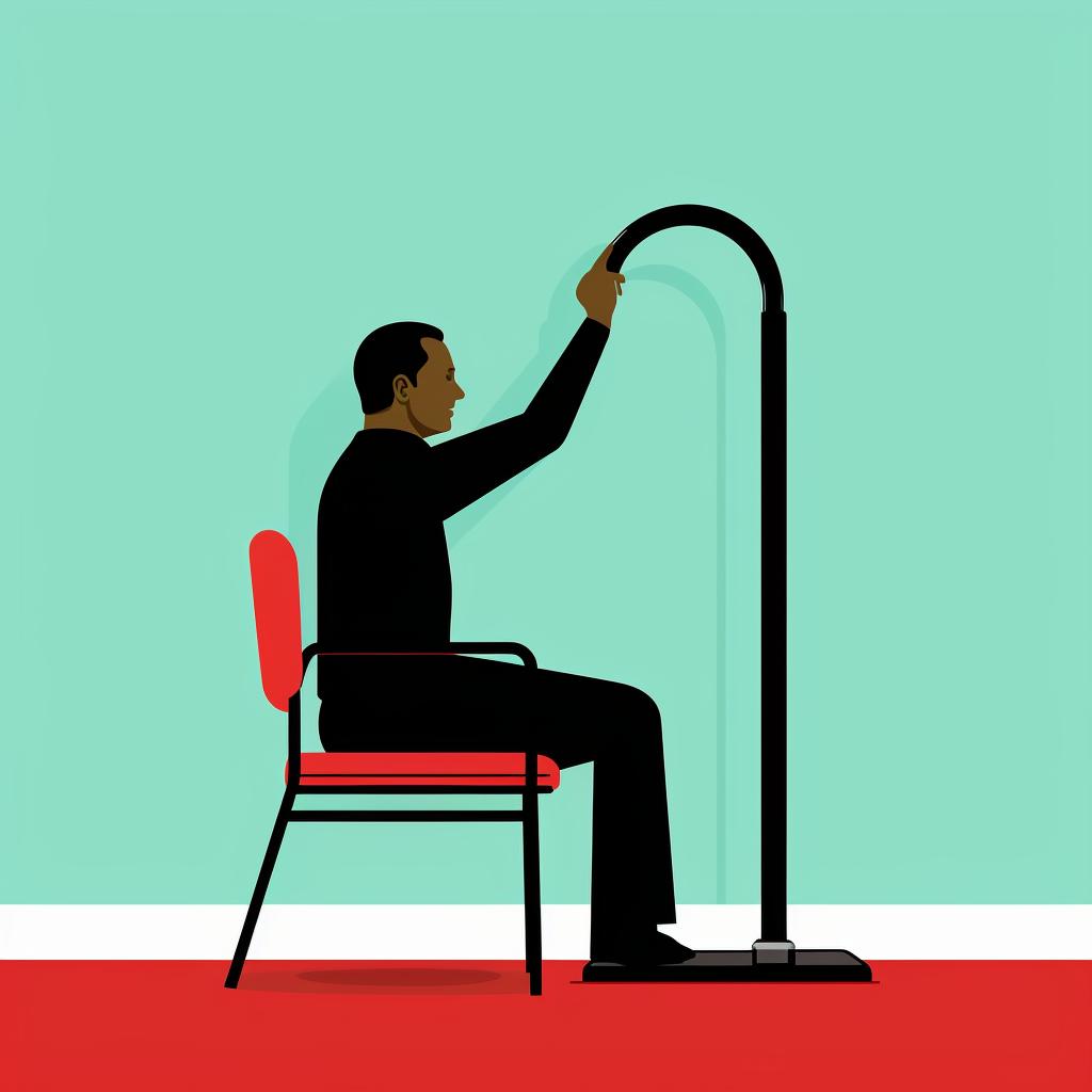 Person installing a grab bar near a chair