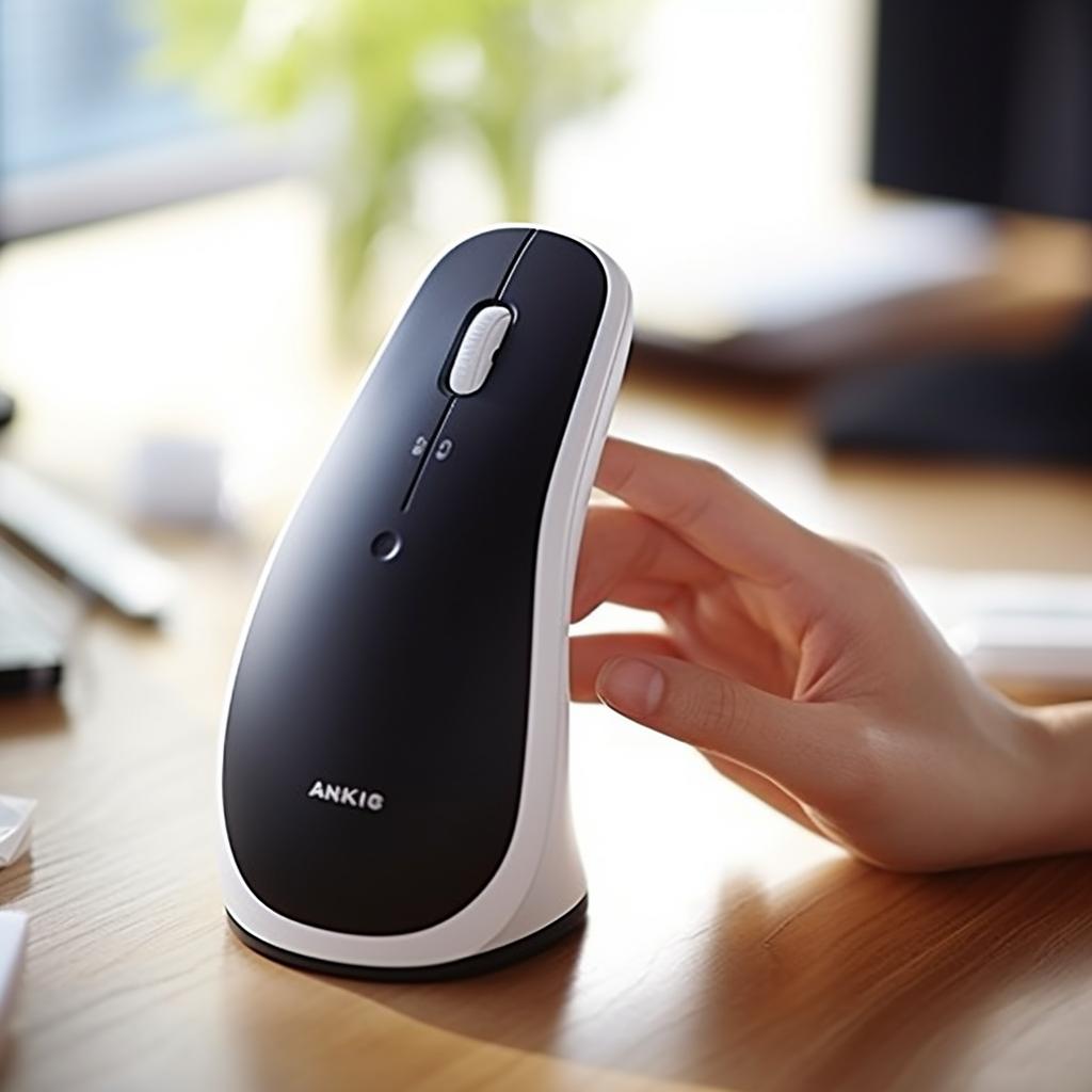 Senior using Anker 2.4G Wireless Vertical Ergonomic Optical Mouse